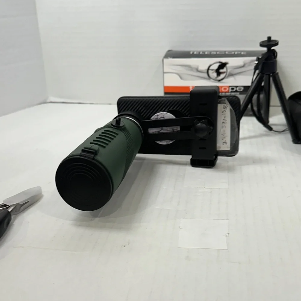Compact Green Telescope with Tripod and Phone Adapter
